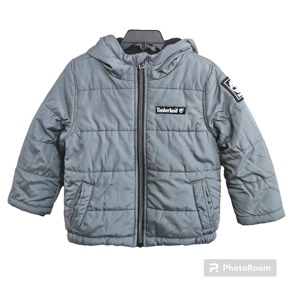 TIMBERLAND Kids Toddler Boys Sage Gray Fleece Lined Puffer Coat Jacket Size 3T